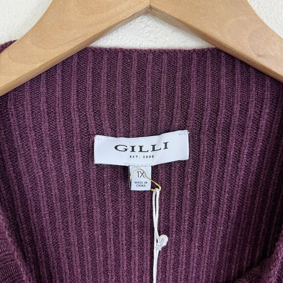 Gilli NWT Brooks Chunky Rib Mock Neck Stripe Box Crop Sweater Plus Size 1X - Picture 5 of 6